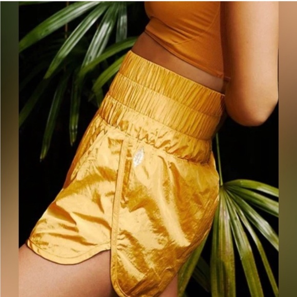 Free People FP Movement The Way Home Shorts, Varsity Gold, sz L - Picture 2 of 14